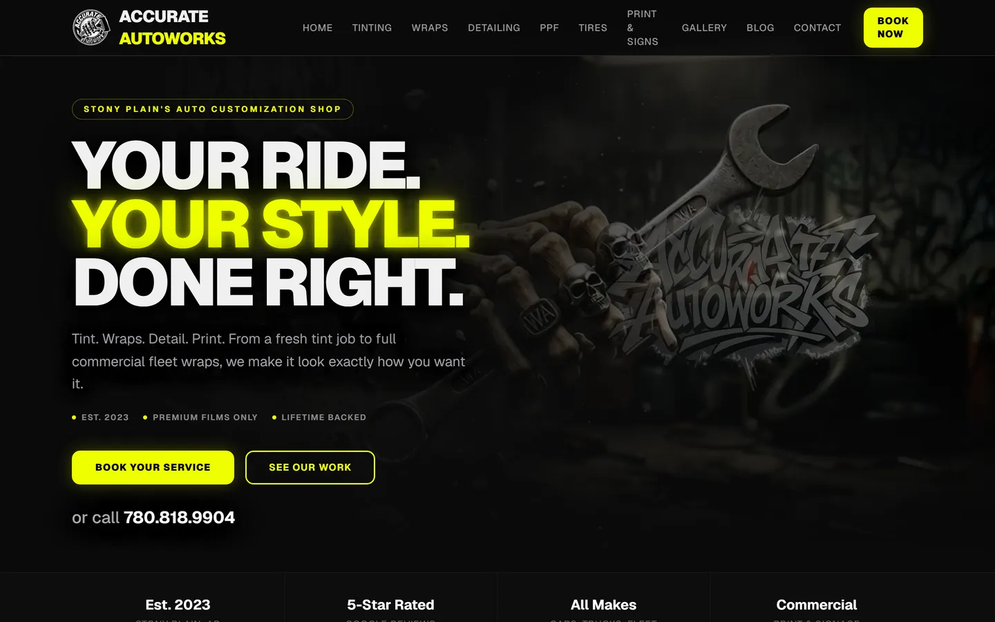 Accurate Autoworks website homepage