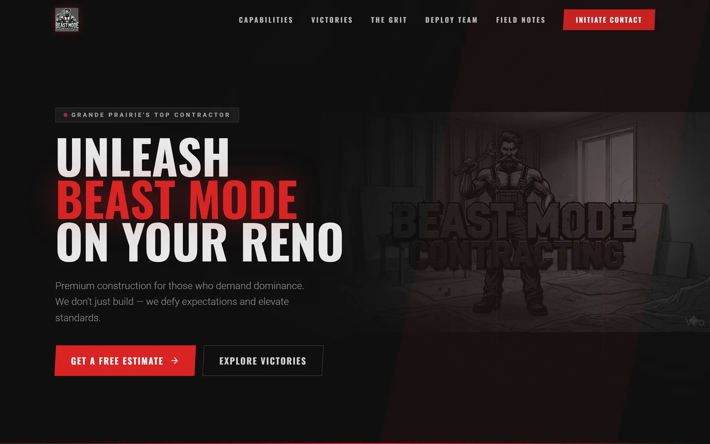 Beast Mode Contracting website homepage
