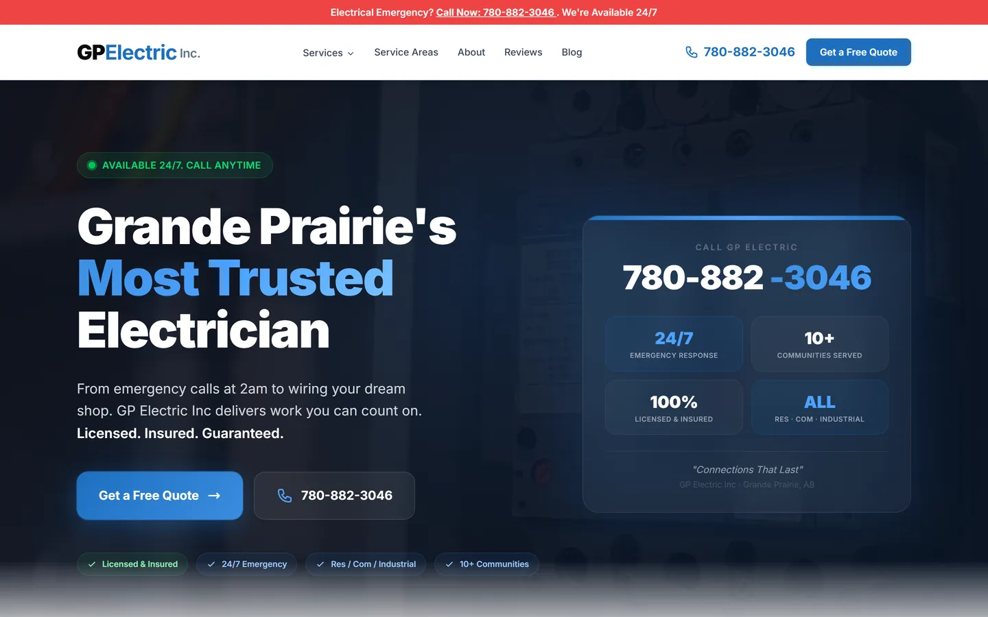 GP Electric website homepage
