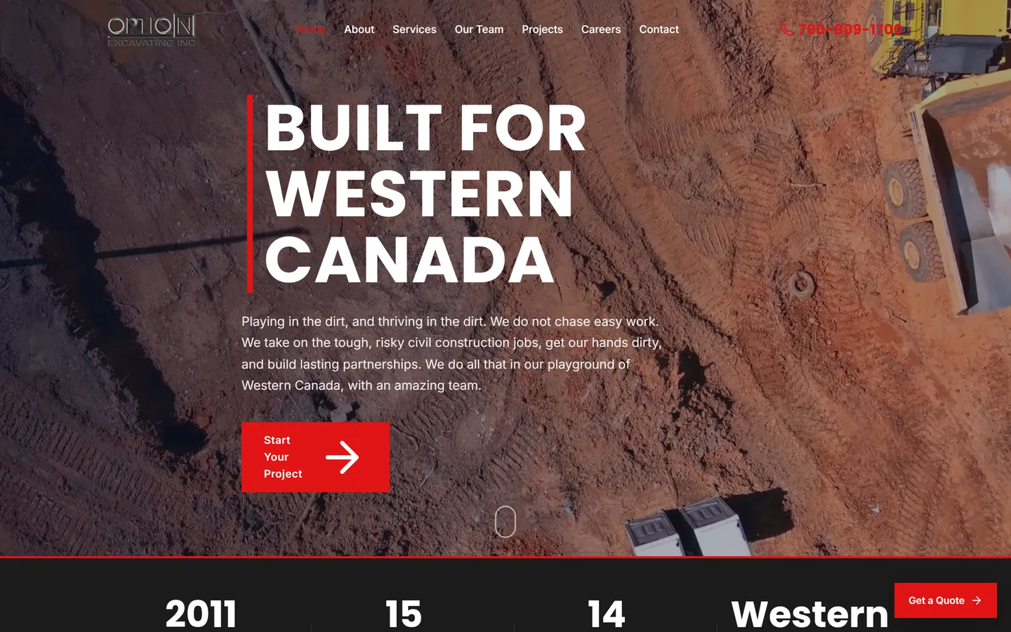 Option Excavating website homepage